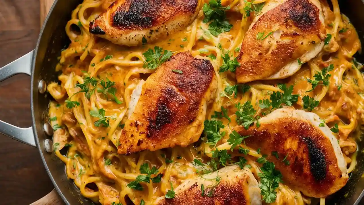 Easy Creamy Parmesan Chicken Orzo Skillet