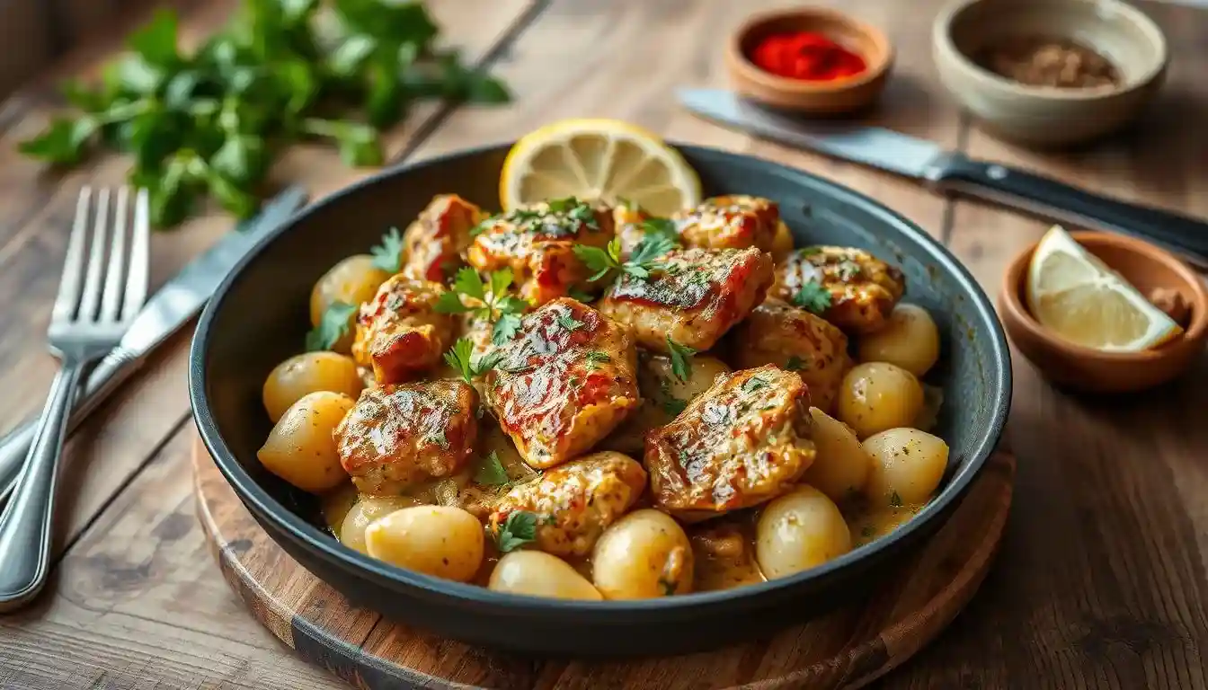 Easy Garlic Chicken Gnocchi Skillet Recipe