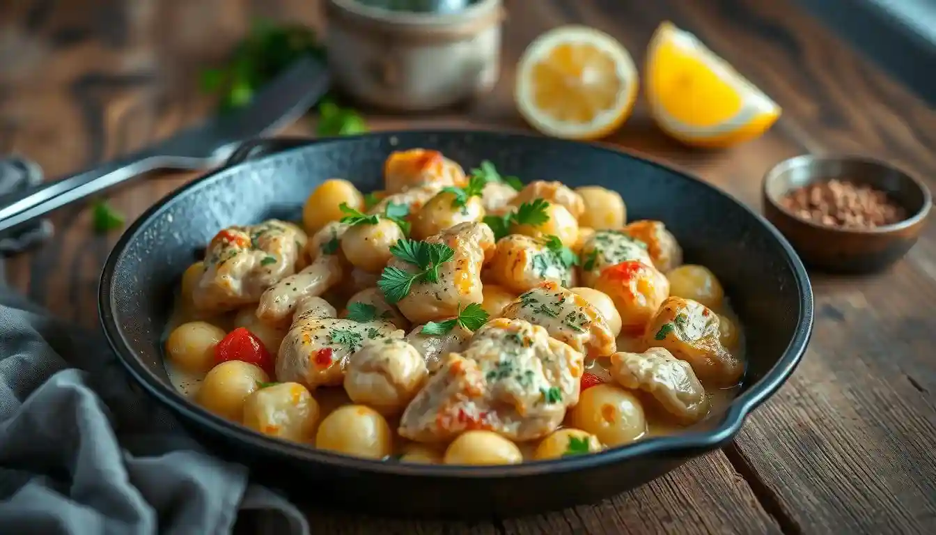 Garlic Chicken Gnocchi Skillet Recipe