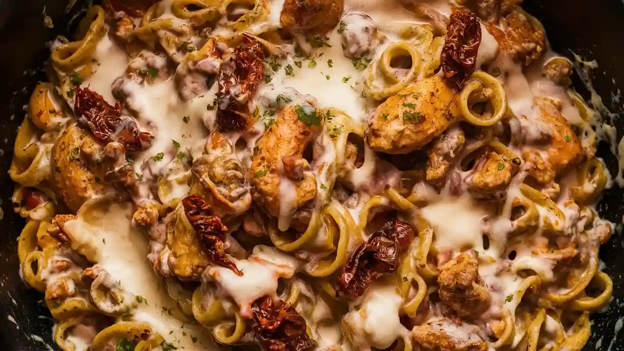 Spicy Chicken Creamy Pasta with Sun Dried Tomatoes